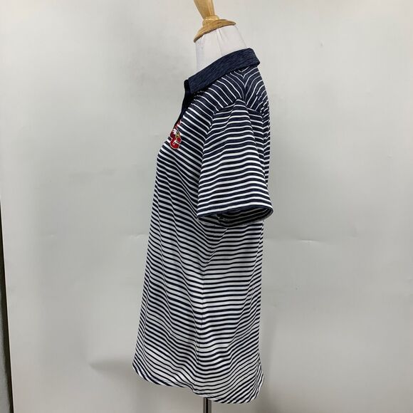 Under Armour Shirt Womens M Medium Dark Blue HeatGear Striped Performance Golf - Picture 4 of 9